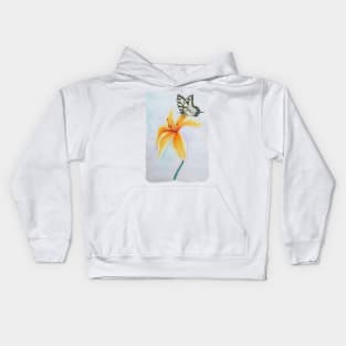 Watercolor Botanical Eastern Tiger Swallowtail Butterfly Kids Hoodie